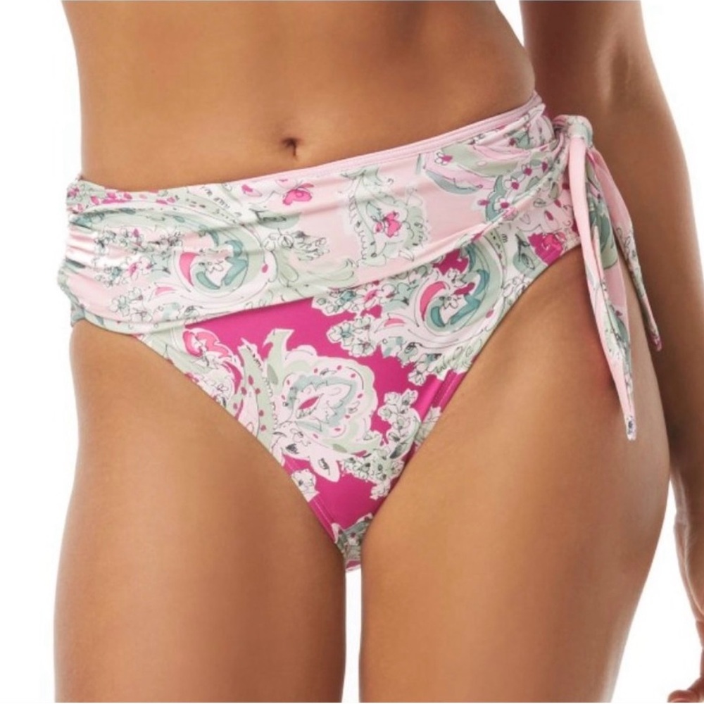 Carmen Marc Valvo Scarf Tie High Waist Bikini Bottom - Bellagio Paisley